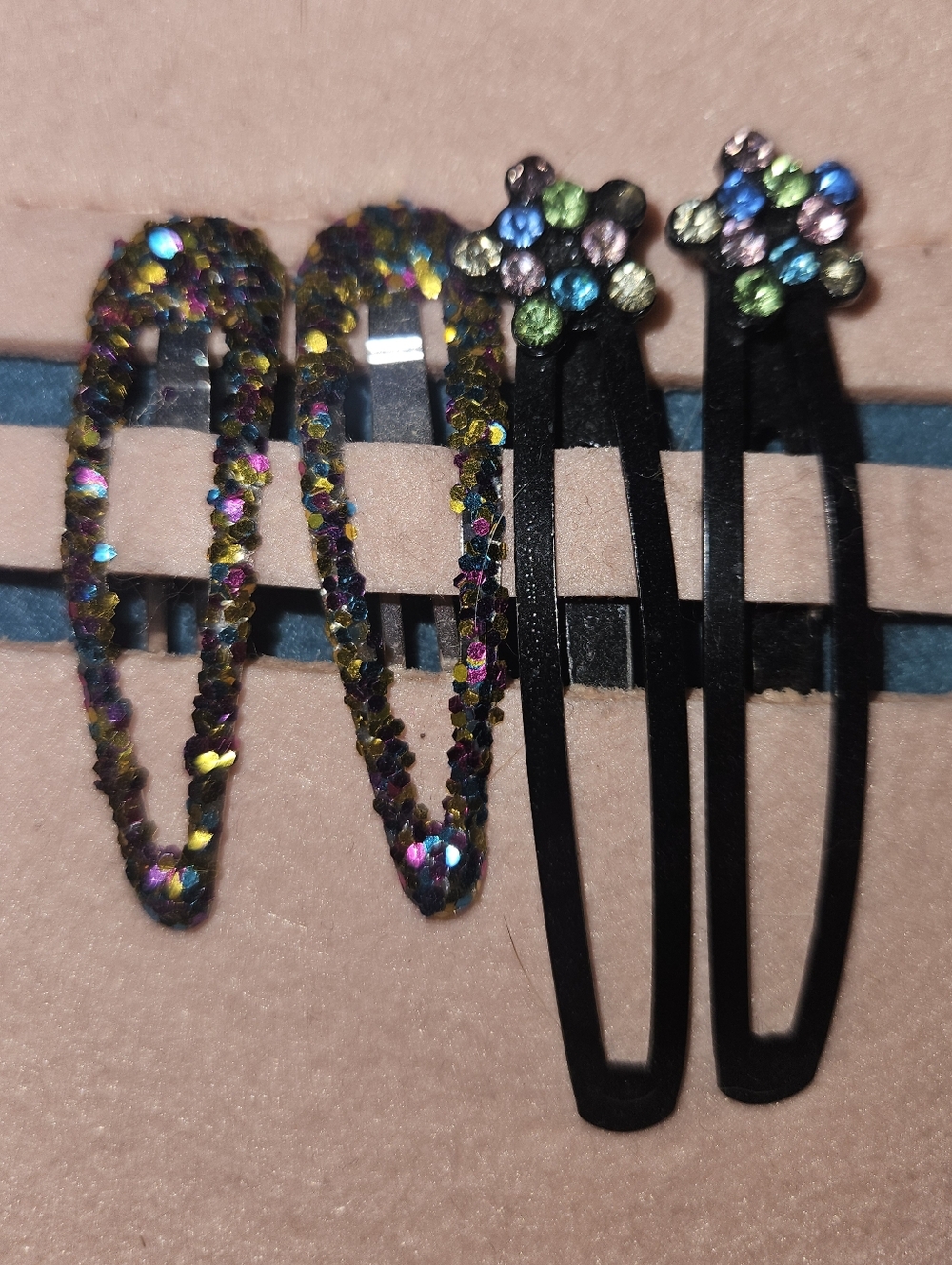 Sparkly Multi-Color Rhinestone Hair Clips Set Of 4